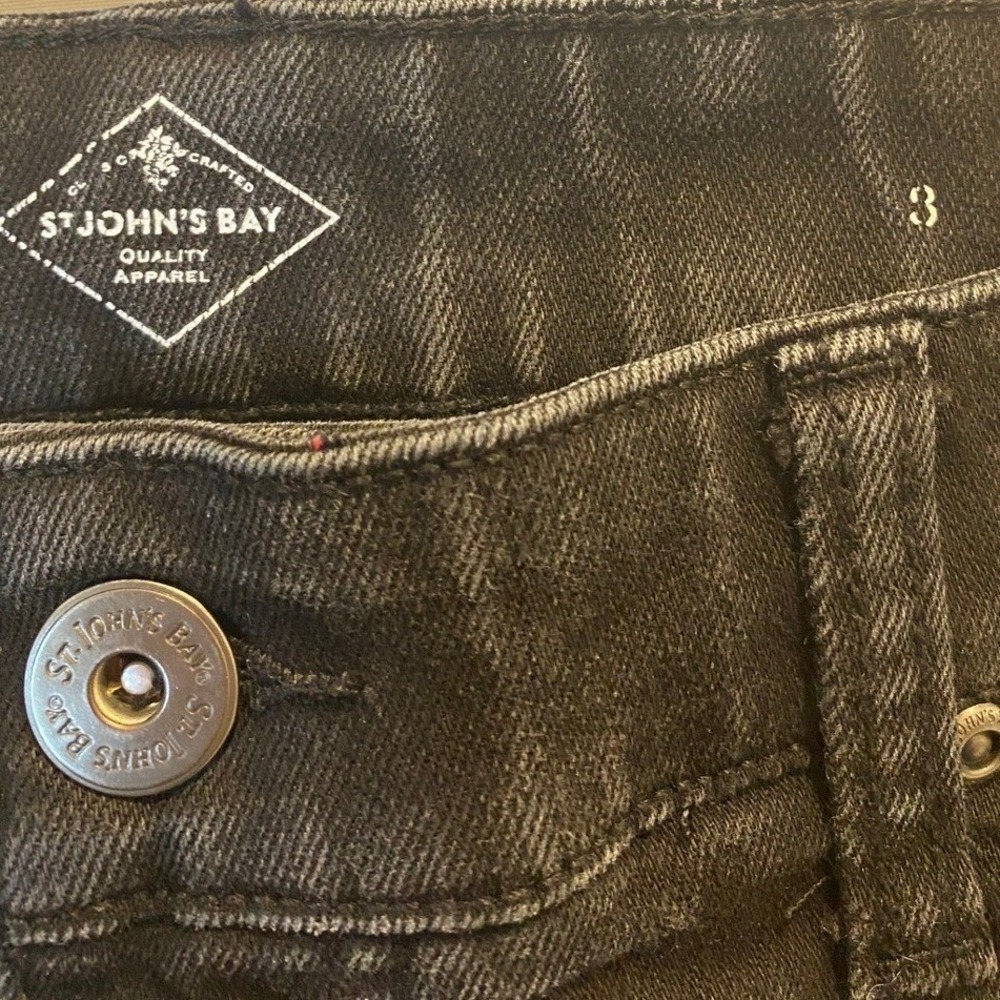 St Johns Bay Womens Black Straight Leg Stretch Denim Jeans Size 3 RN93677 - Picture 4 of 5
